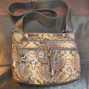 Brighton One World Stylish Brown Snake Print Crossbody Bag